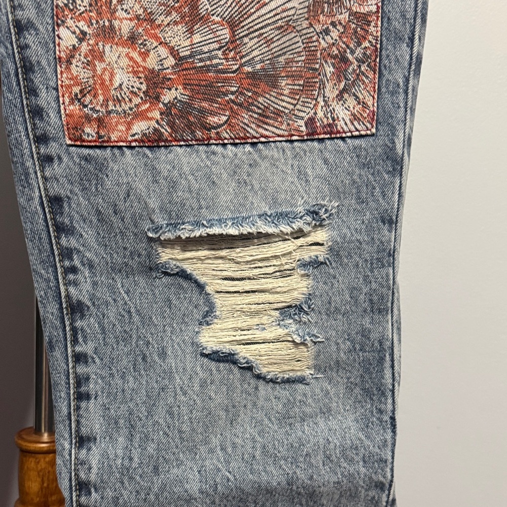 KanCan Patchwork Light Blue Straight Leg Jeans NWT - image 5